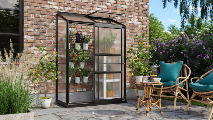 Växthus Ida 900 Svart Poly Sockel 0,9 m² Vitavia